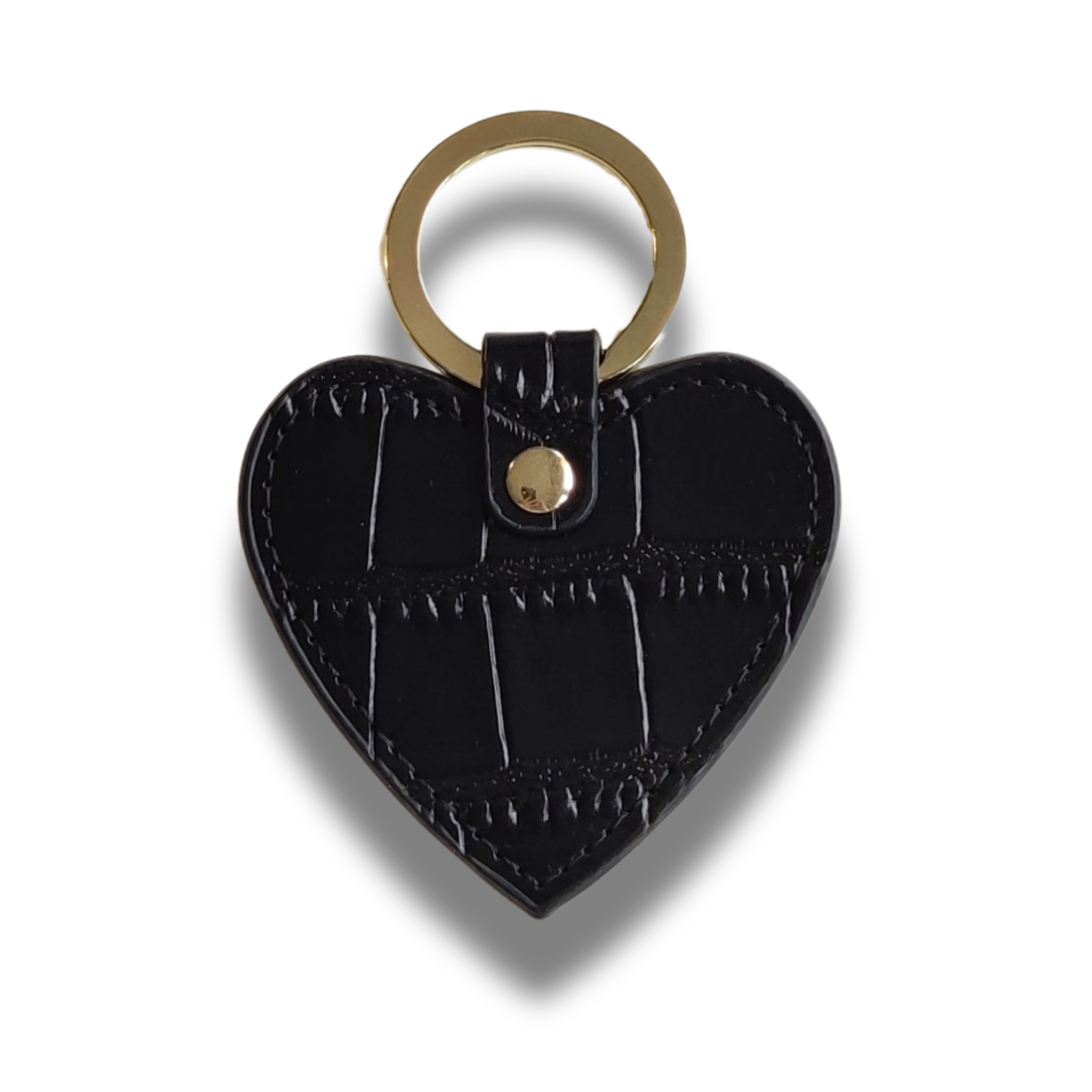 Keycharm Heart Croco Leather  | Black