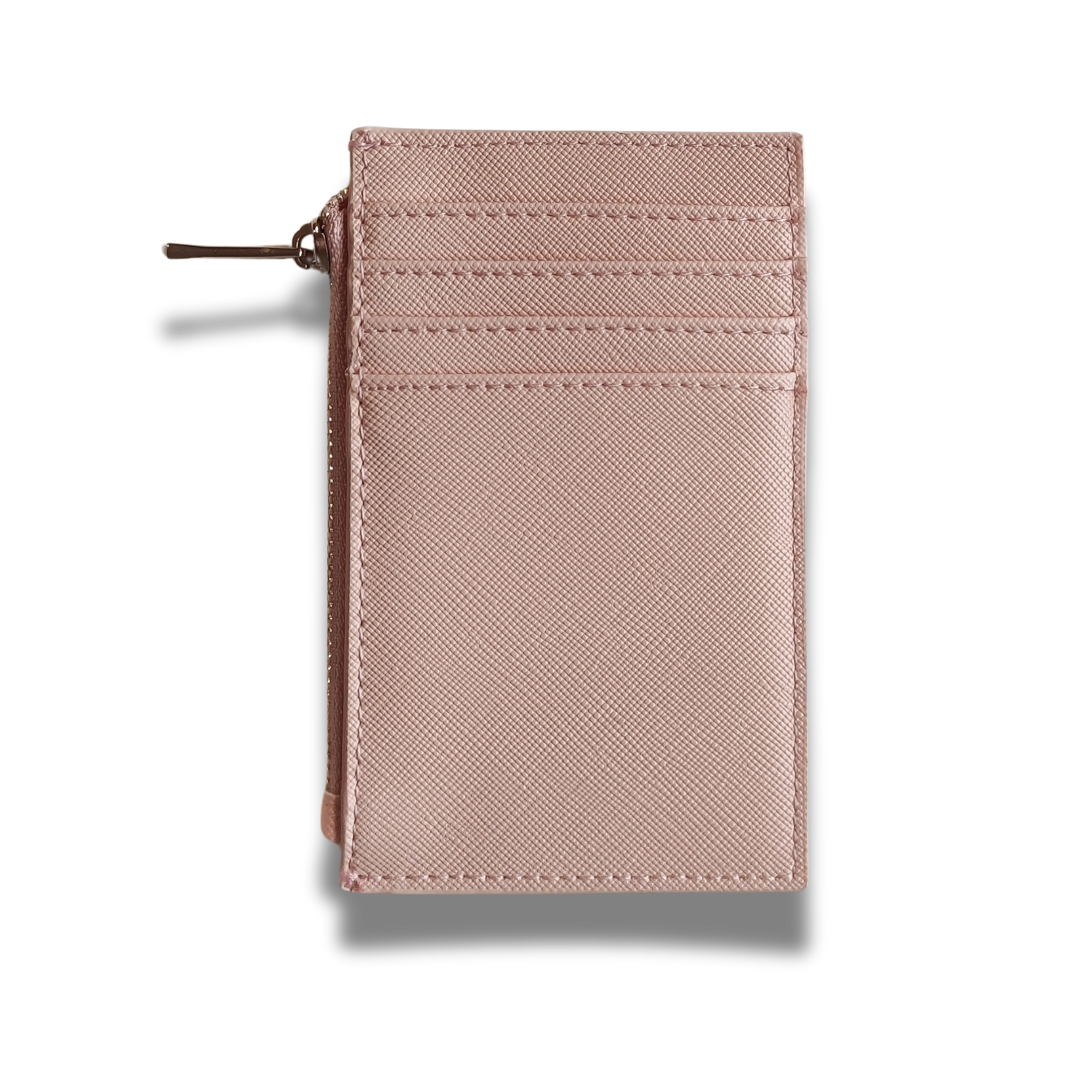 Card holder saffiano leather with zip | Pink