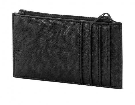 Card holder saffiano leather with zip | Black/Black