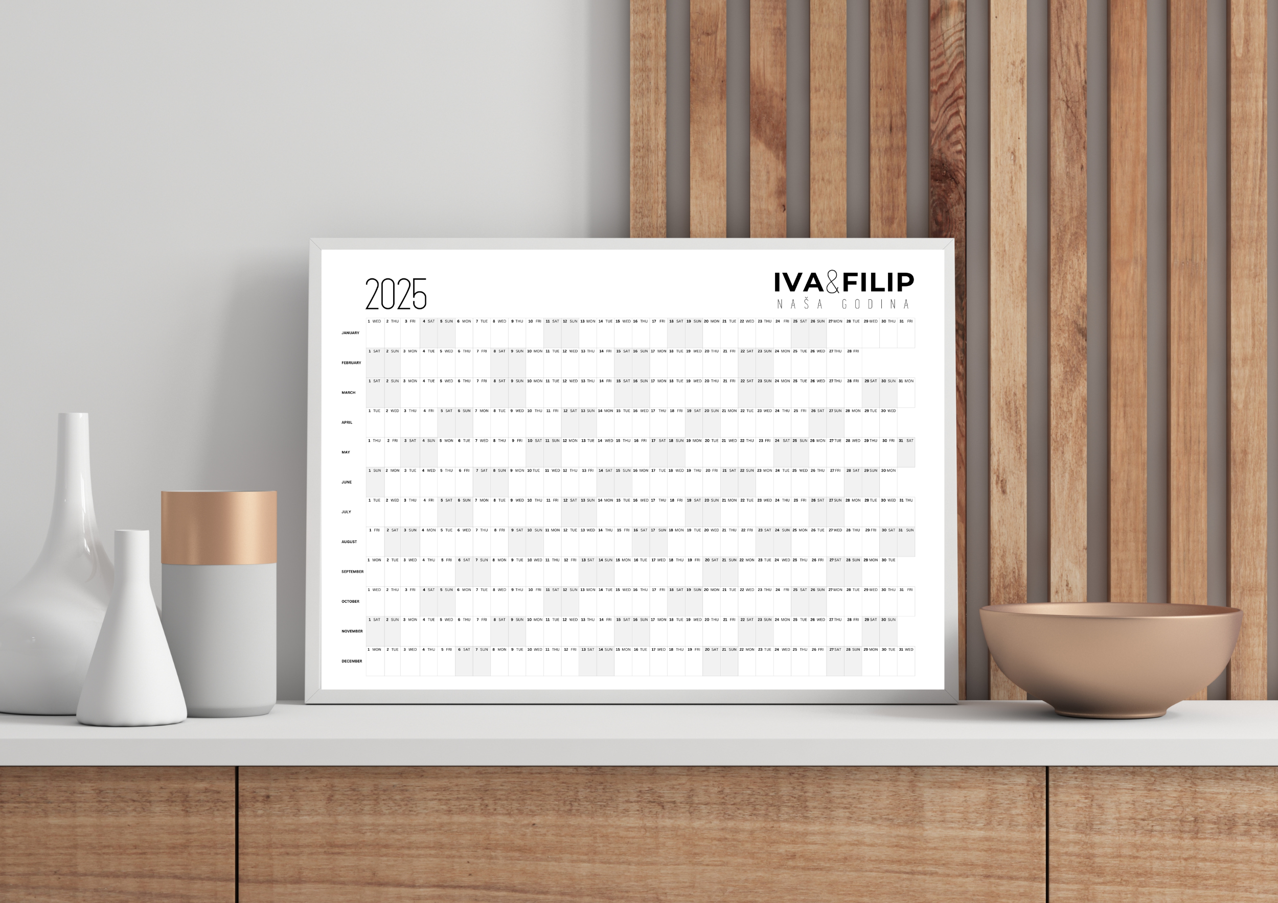 Yearly wall personalized FAMILY planner A3 CRO