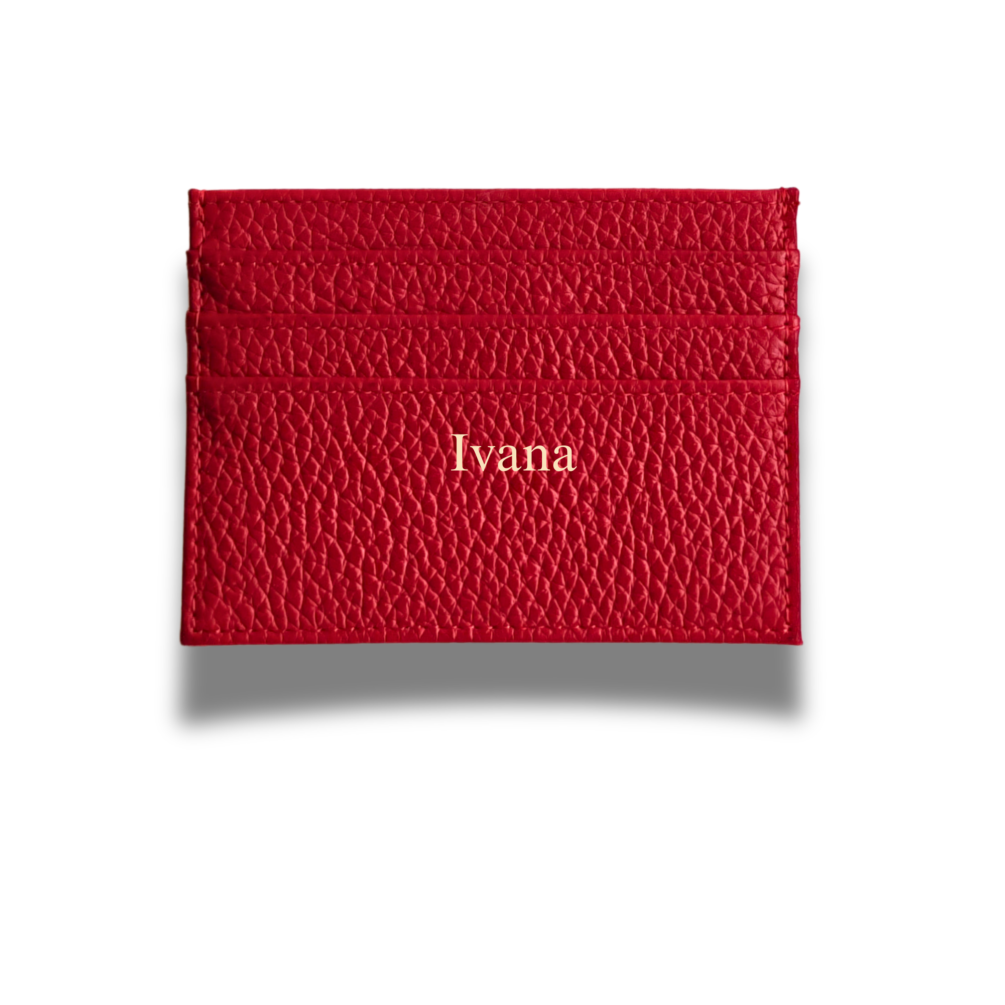 Card holder grained leather | Red