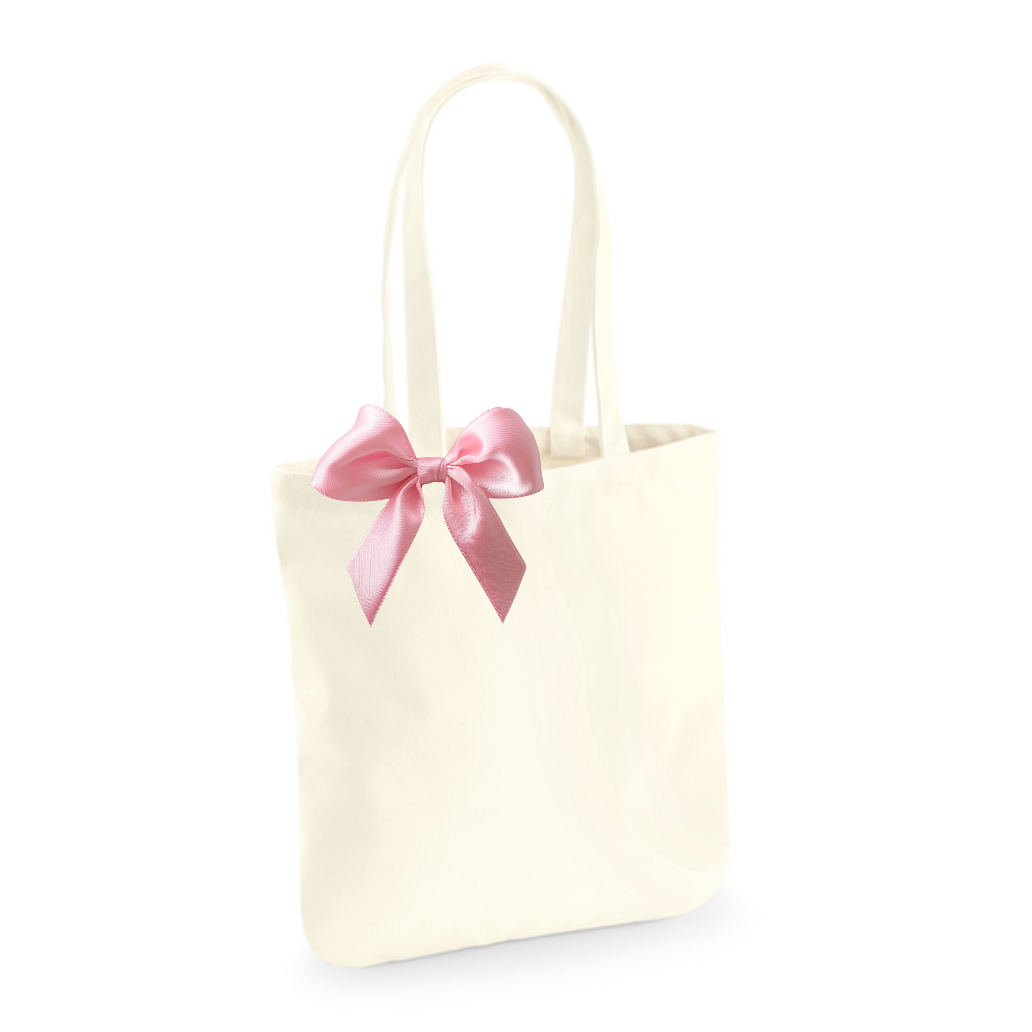 Cotton BOW Tote Bag | Beige & Pink