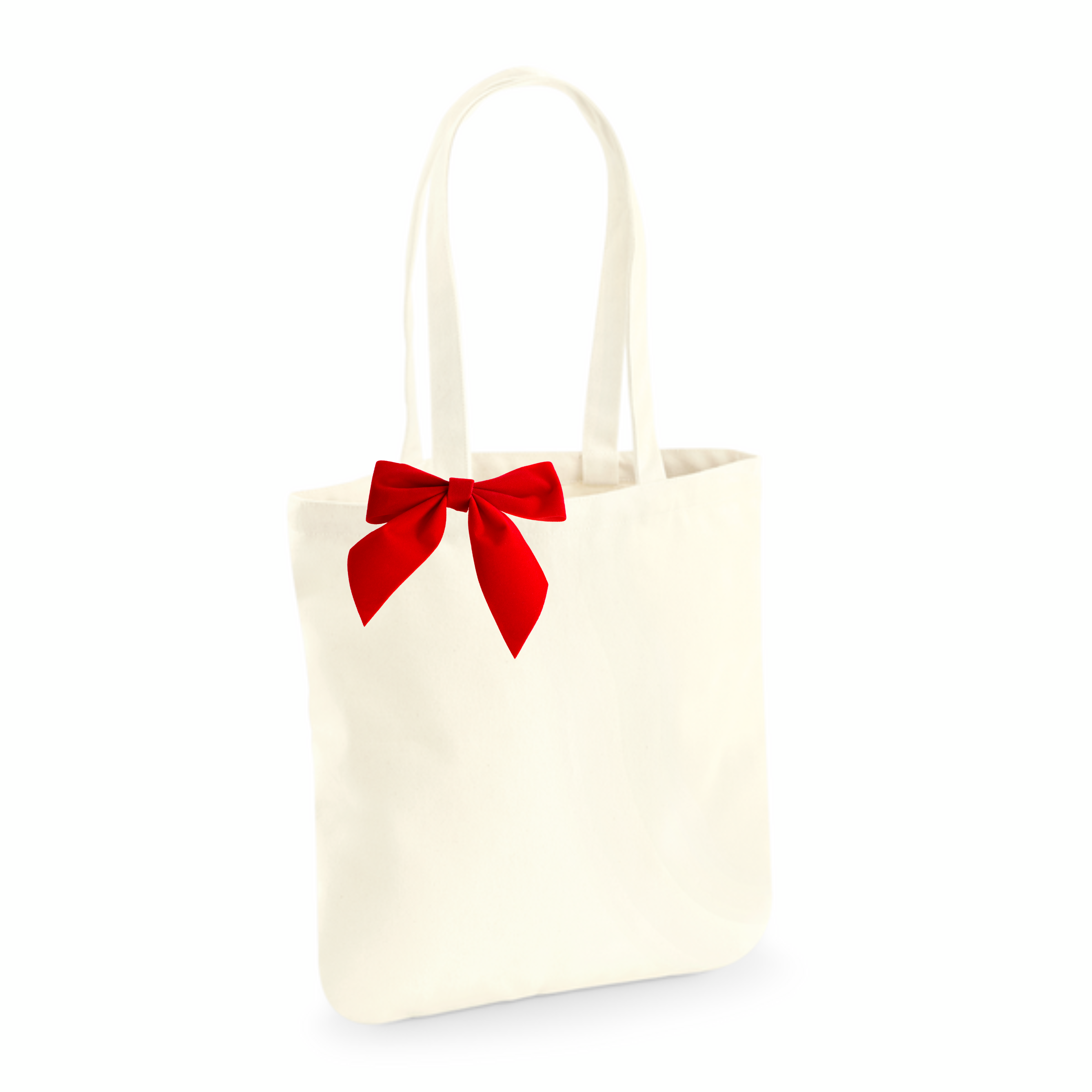 Cotton BOW Tote Bag | Beige & Red