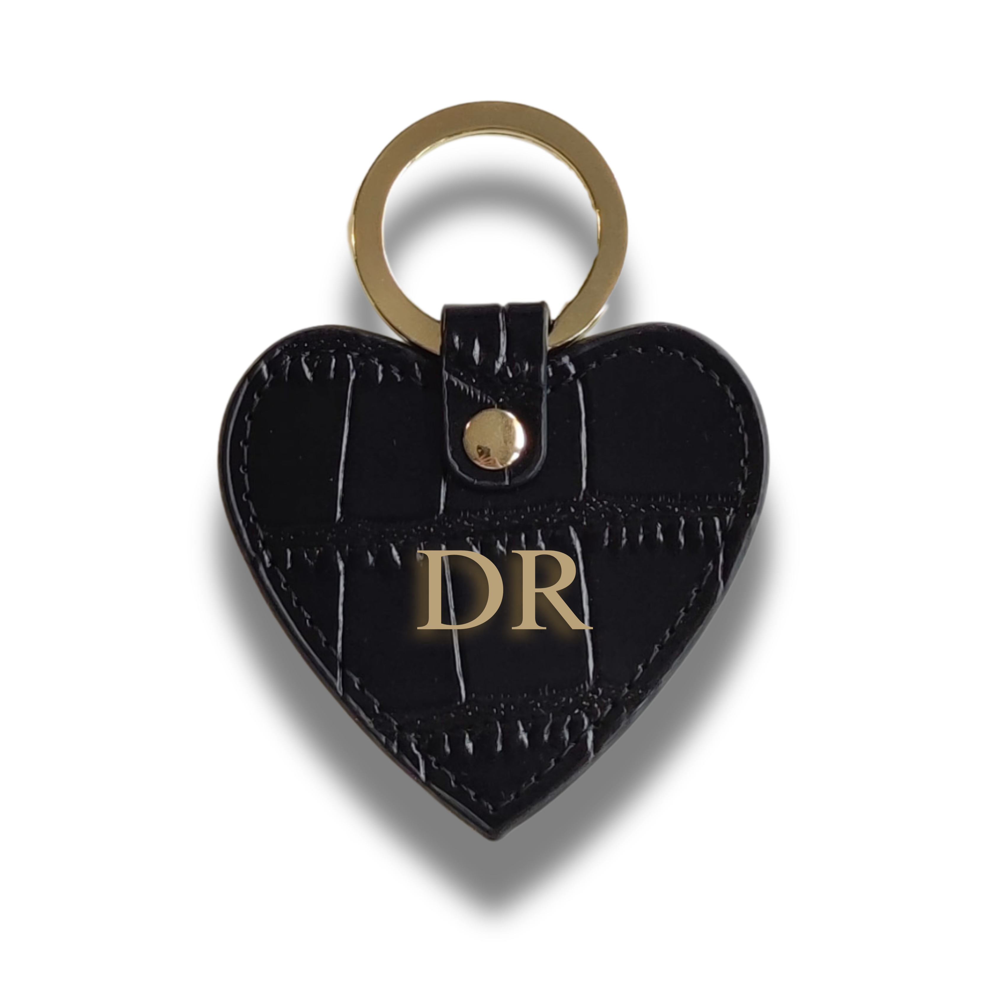 Keycharm Heart Croco Leather  | Black