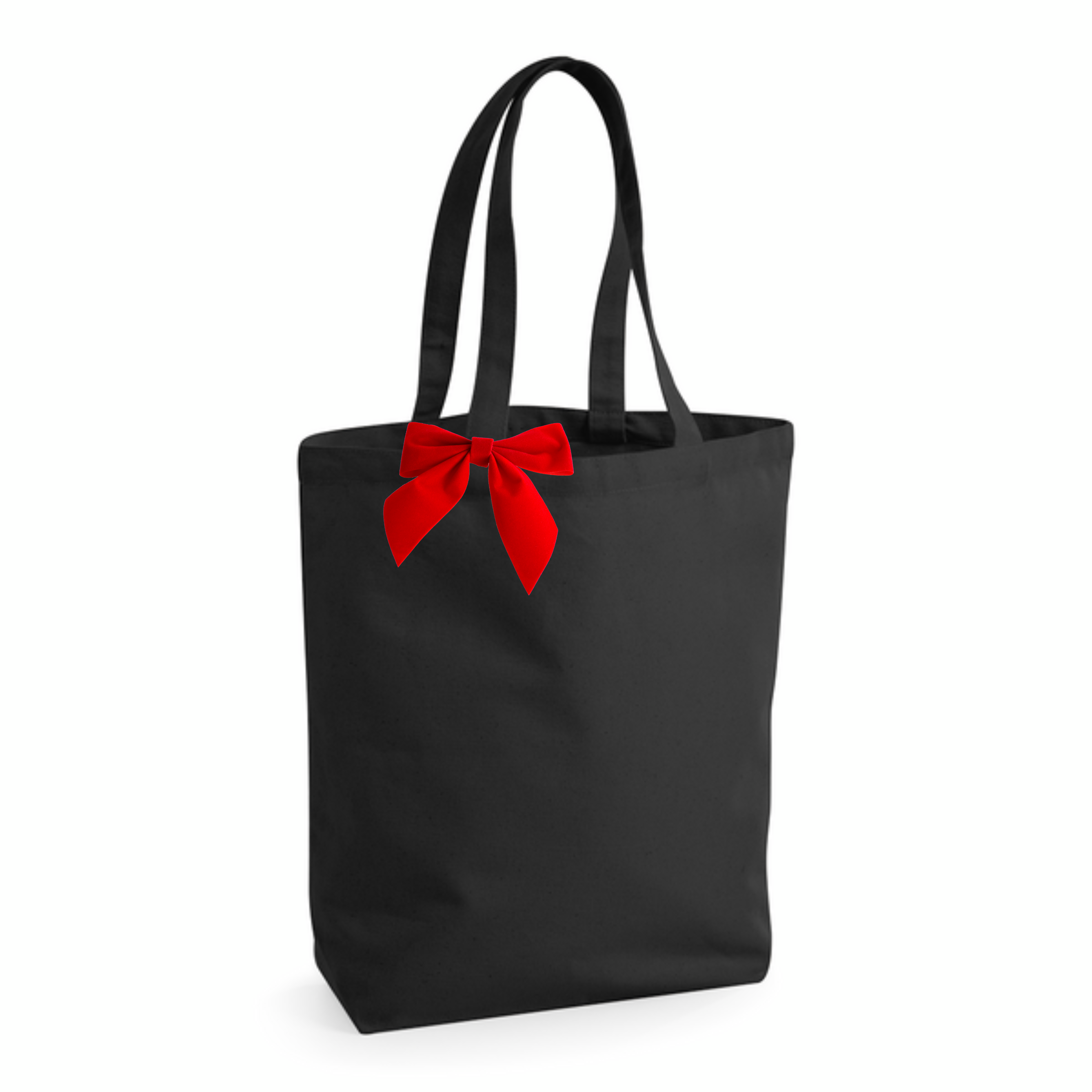 Cotton BOW Tote Bag | Black & Red