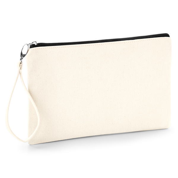 Cotton Wristlet Pouch | Beige & Black